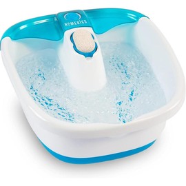 Bubble Mate Foot Spa, Toe Touch Controlled Foot Bath with Invigorating Bubbles and Splash Proof, Raised Massage nodes and Removable Pumice Stone