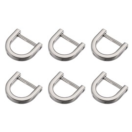 METALLIXITY Pack of 6 Horseshoe D-Ring 15 mm U-Shape Buckles for Car Key Bags Silver Tone, Silver tone