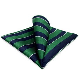 Shlax&Wing Stripes Blue Green Mens Pocket Square Hanky Large 12.6" Silk