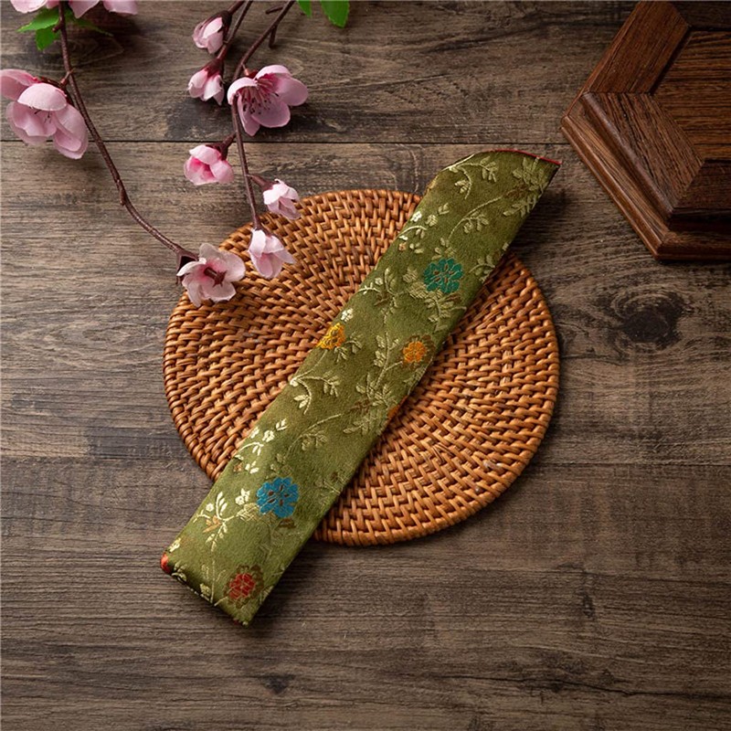 PHILSP Fan Protector Hand Fan Cover Bag Vintage Embroidery Floral