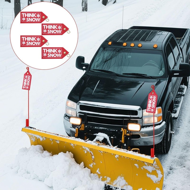 4 Pack Think Snow Flags with S-Hooks, Snow Plow Blade