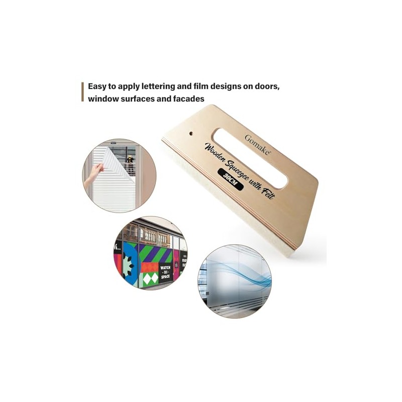 Gomake Wallpaper Smoothing Tool Large Wooden Squeegee with Felt for