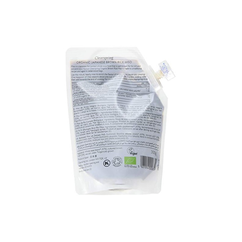 Clearspring Organic Brown Rice Miso Pouch 300 g (Pack of