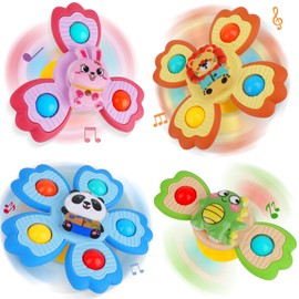 Seyaom Suction Cup Toy Baby, Pack of 4 Sensory Toys for Baby, Suction Cup Spinner Baby, Bath Toy, Water Toy, Fidget Spinner Toys Gifts for 3 Years and Up