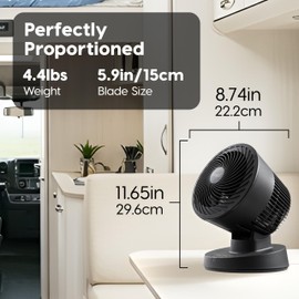 IRIS USA WOOZOO Air Circulator Fan with Remote, Oscillating, 3 Speeds, 56ft Max Air Distance, Adjustable Tilt, Quiet Motor, Small Fan for Bedroom, Office, Dorm, Black