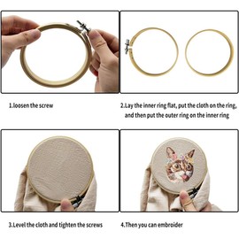TOKERD Pack of 6 20 cm Embroidery Hoops, Wooden Bamboo Cross Stitch Frame, Adjustable Embroidery Ring Hoop, Round Bamboo Circle Set, Sewing Machine, Embroidery Ring, Cross Stitch Hoop for Decoration,