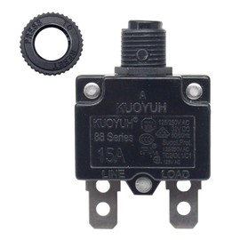 KUOYUH 88 Series (15A) 3, 5, 7, 8, 10, 12, 13, 15, 16, 20, 25, 30 Amp DC Circuit Breaker Push-Button Reset with Quick Connect Terminals (15A)