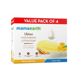 MAMAEARTH Ubtan Moisturizing Lotion Soap | Gently Exfoliates & Helps Reduce Tan | Deeply Nourishes & Moisturizes | Lotion in a Soap Bar | (4.41 Oz/125g x 4)