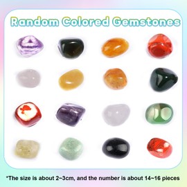 Hopton Bunter Edelsteine gro?e 200g, 2C3 cm Edelsteine fr Kinder, Mix Trommelsteine, Glckssteine, Kristalle Steine, Wassersteine, Heilsteine Dekosteine im bunten Stoffbeutel fr Vasen Brunnen Aquarium