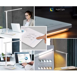 TECHNOVA LED Desk Lamp with 5 Color Temperatures | Sliding Stepless Dimming & One-Touch Timer | Foldable & Portable Design for Office/Study/Nail Art | USB Charging & Four-Axis Rotation for Small Desks