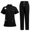 POUKEPRITY Medical Scrubs, Nursing Set, Unisex, White Coat, Quick Drying,