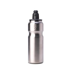 tiibo Vacuum Insulated Stainless Steel Bike Water Bottle, Double Wall, No-Squeeze, Fast Flow Sport Nozzle, Designed for Cycling, Biking, Fitness & Sports, Fits Most Bike Cages (Brushed, 17OZ)