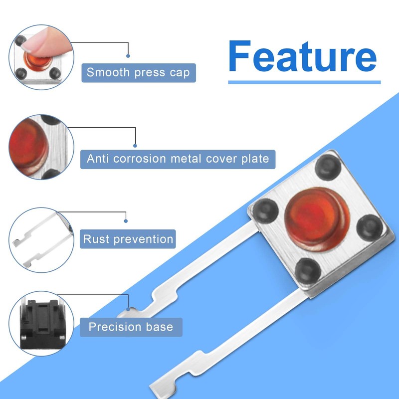 120pcs 6mm 2 Pin Momentary Tactile Tact Push Button Switch