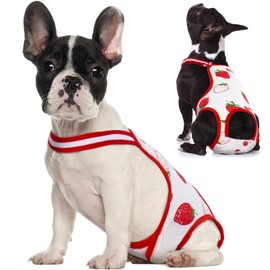 QBLEEV Dog Diapers Female Washable Sanitary Pantie with Adjustable Suspender, Reusable Doggie Period Panties, Pet Underwear Diaper Jumpsuits for Male Dogs in Heat, Puppy Diapers for French Bulldog M