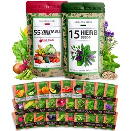 HOME GROWN 70 Variety Vegetable & Herb Seeds – 32,000+ USA Non-GMO Heirloom Survival Seeds –Garden Kit for Spring, Fall, Winter – Indoor & Outdoor Planting – Starter Set for Home Gardeners & Preppers