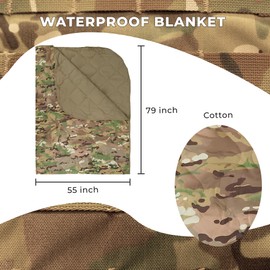 1 Pcs Waterproof Blanket Woodland Camo Color 79'' x 55'' Polyester Camping Blanket Lightweight Outdoor Durable and Multi-Purpose for Military Hiking Picnic Survival Gear Beach Travel Emergency Use