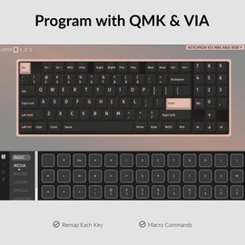 Keychron K13 Max Low-Profile Wireless RGB Mechanical Keyboard, Bluetooth/2.4 GHz/Wired QMK/VIA Programmable, TKL Keyboard with Number Pad Compatible with Mac Windows Linux