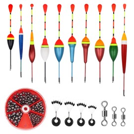 GETRICH 205 Pieces Lead Shot Fishing, 10 Pieces Fishing Floats Set, 3 Pieces Swivels Fishing Accessories 4 Pieces Rubber Stoppers Fishing, Floats Fishing for Various Fish Sizes in Lakes or Ponds
