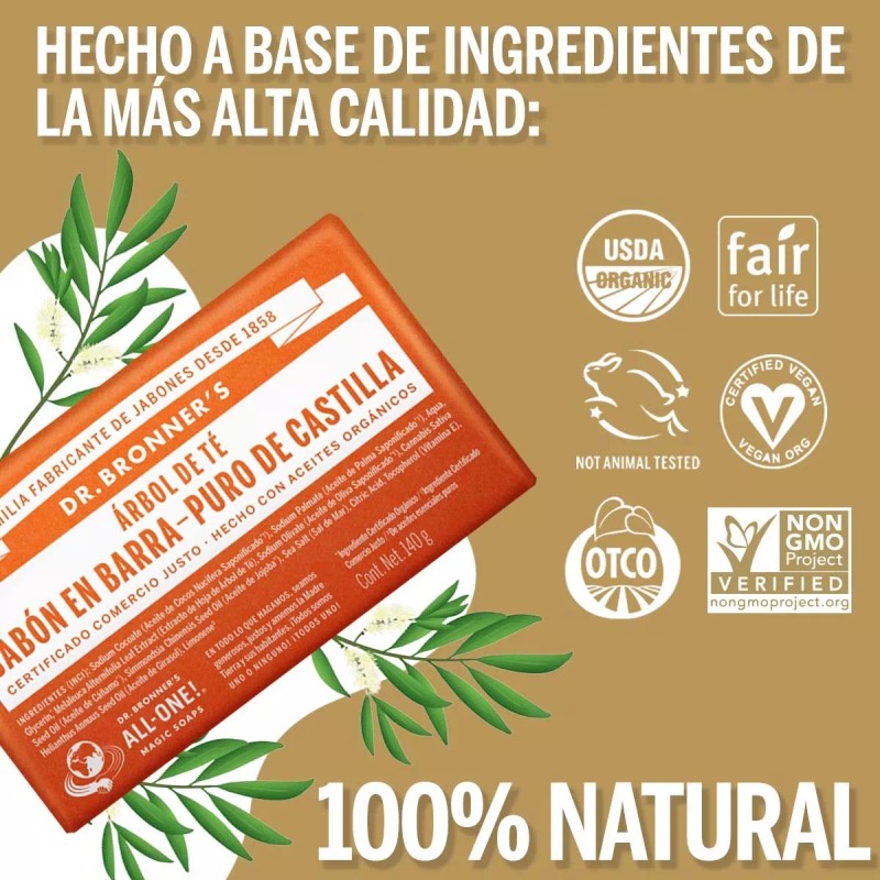 Dr. Bronners Jabon De Castilla En Barra Dr Bronner's Tea