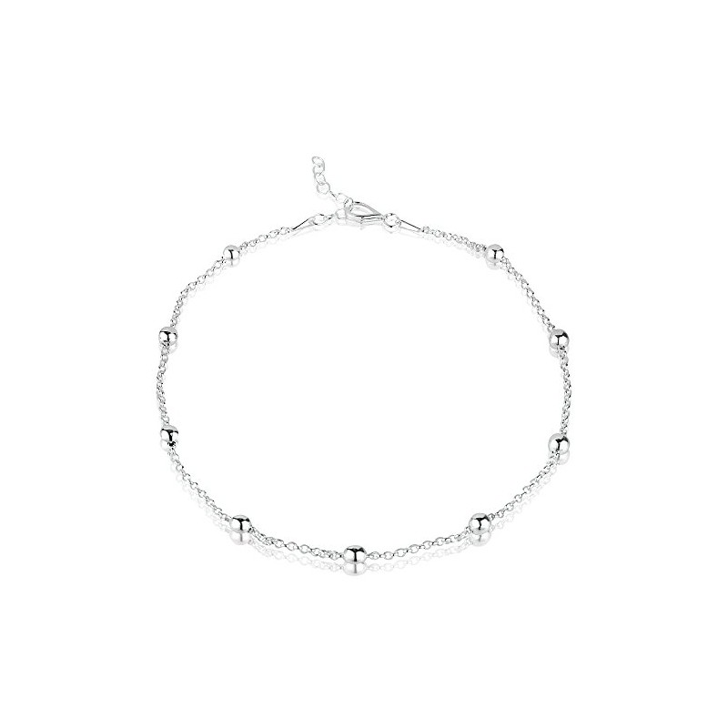 Sterling Silver Ankle Chain with Baubles - Variable Length 24-26.5cm