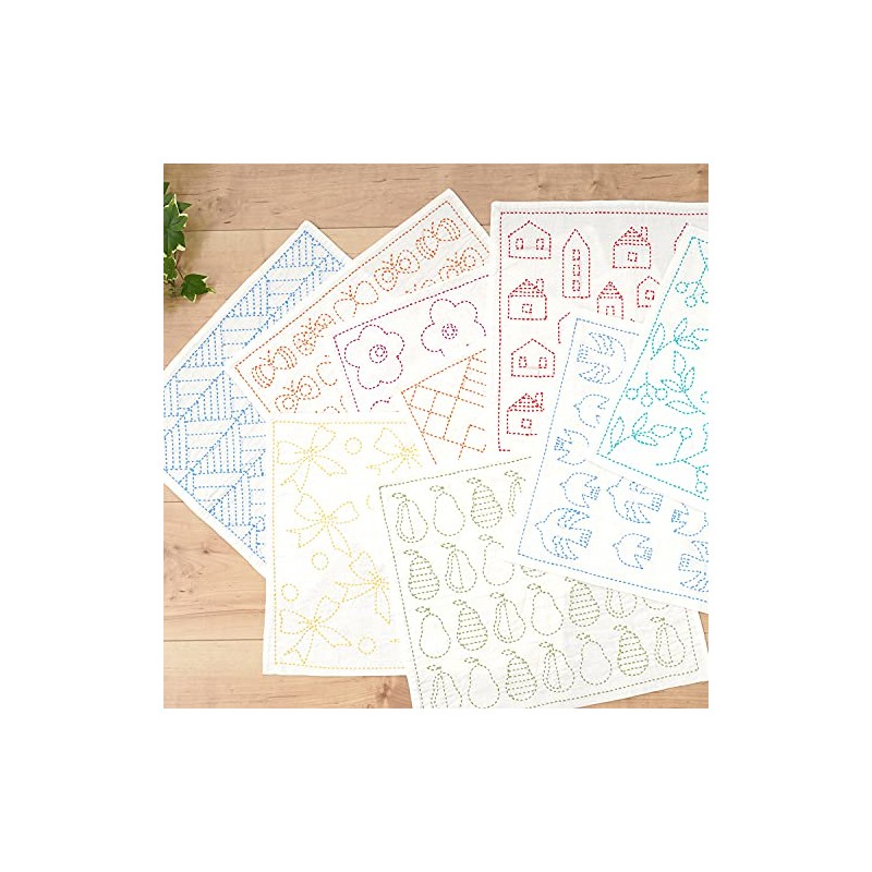 Hara Wool Sashiko Dish Towel, Sashiko Kit, Nuts