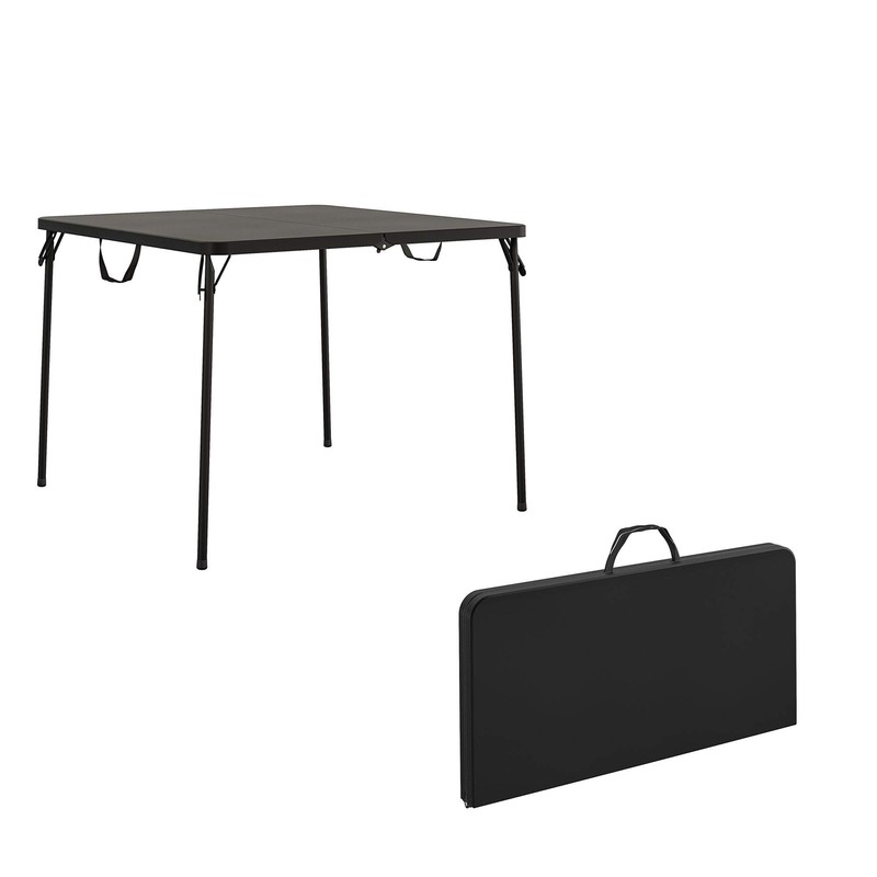 Cosco XL 38.5" Resin Fold-in-Half Card Table, Black, Wheelchair Accessible,