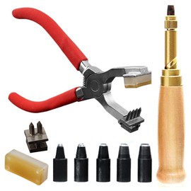 Odowalker Leather Craft Set, Leather Punching Tool, Rhombus Perforation, Leather Craft, Screw Punch, 2 Teeth, 4 Teeth, Drilling, Leather Punch, Silent, Silent Set, Quiet Set