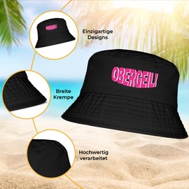 Obergeil - Funny Bucket Hat - The Perfect Sun Hat for Men & Women - Ideal as a Malle Outfit, Party Accessory & Festival Bucket Hat for the Beach, black, Unit size