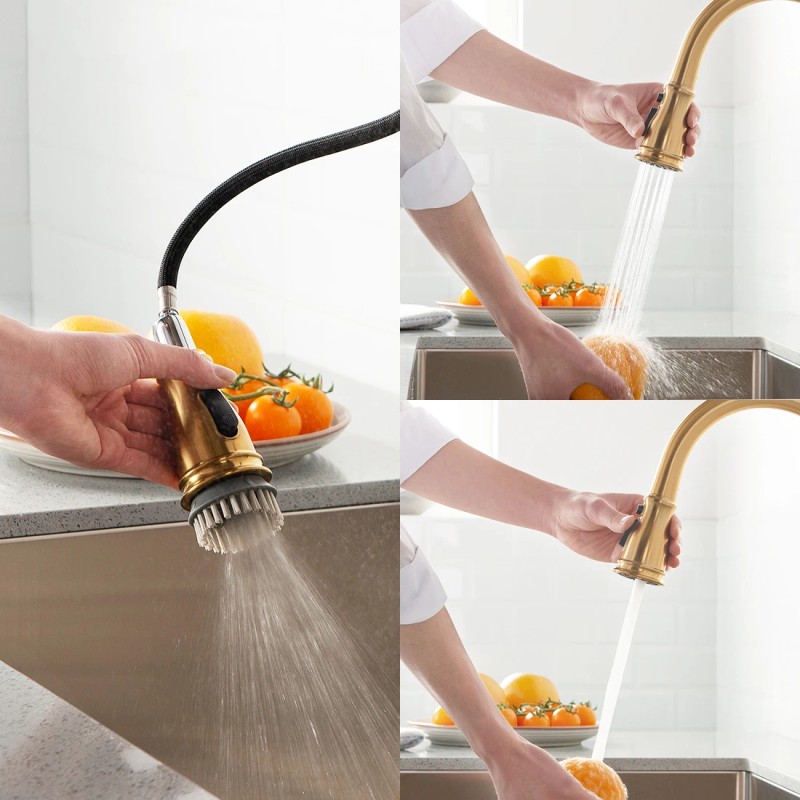FLG Single Hole Hot Cold Water Mixer Sink Pull Out