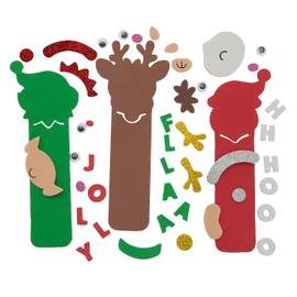Christmas Character Foam Bookmark Craft Kit - 2.25" - 2.75" x 7" (12 Pack) - Ideal for Kids' DIY Holiday Activities, Gifts & Stocking Stuffers