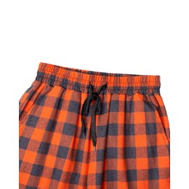 Alimens & Gentle Mens Heavyweight Flannel Plaid Pajama Pants 100% Cotton Sleep Lounge Pant Orange Grey X-Large