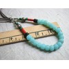 Boho Sea Glass Bead Necklace with Grey Leather