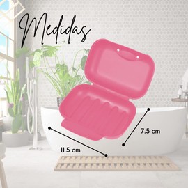 BEE VIBES 2 Jaboneras de Viaje - Set de Caja Jabonera Sellada a Prueba de Fugas, Porta Jabón Portátil y Duradero, Soap Cover para Baño, Ducha, Maleta de Gym o Equipaje, Oficina (Rosa)