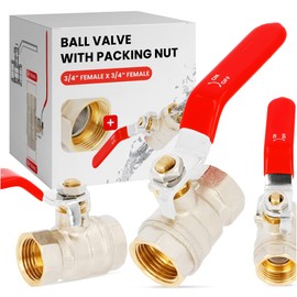 Ball Valve 3/4 Inch Female x 3/4 Inch Female Thread Brass DN20 with Lever Handle Ball Valve Shut-off Valve Tap with Steel Handle Throttle PTFE Sealing Ring Gland