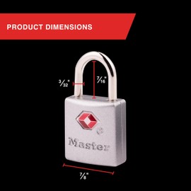 Master Lock TSA-Accepted Luggage Lock, 7/8 in. Wide, 4683Q (Pack of 4) Keyed Padlock, 4 Pack, Brass | Master Lock