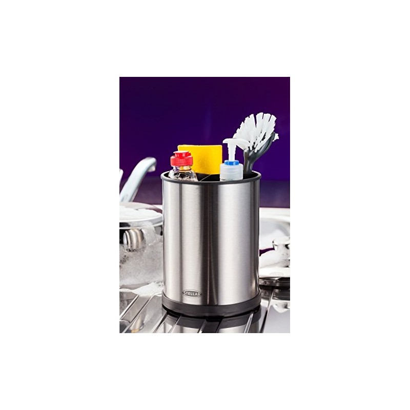 Stellar Kitchen Rotating Sink Caddy, Brushed Stainless Steel