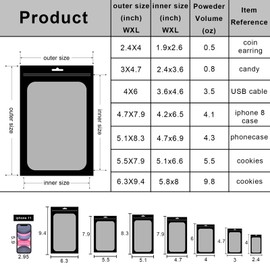 100 Pcs Resealable Mylar Ziplock Food Storage Bags, Smell Proof Bag with Clear Window, Packaging Pouch for Coffee Beans Candy Sample Food (Black, 4.7 X 7.9 Inch)