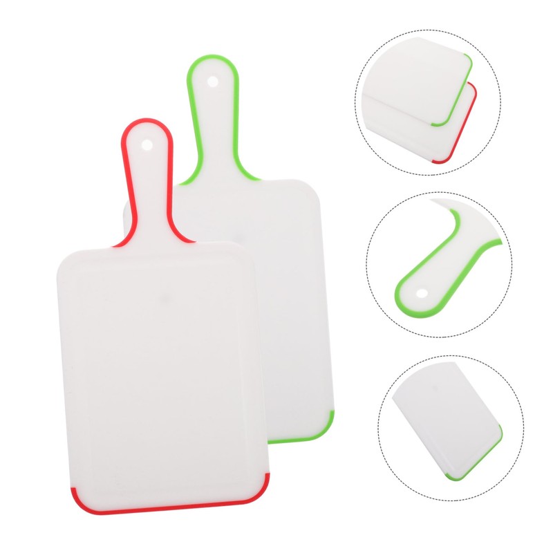 WOONEKY 2pcs Portable Plastic Chopping Boards with Handle Double Sided