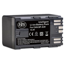 BM Premium 2 Pack BP-A30 Batteries and Dual Bay Battery Charger for Canon EOS C70, EOS C200, C200B, C220B, EOS C300 Mark II, C300 Mark III, EOS C500 Mark II, XF605, XF705 Cameras