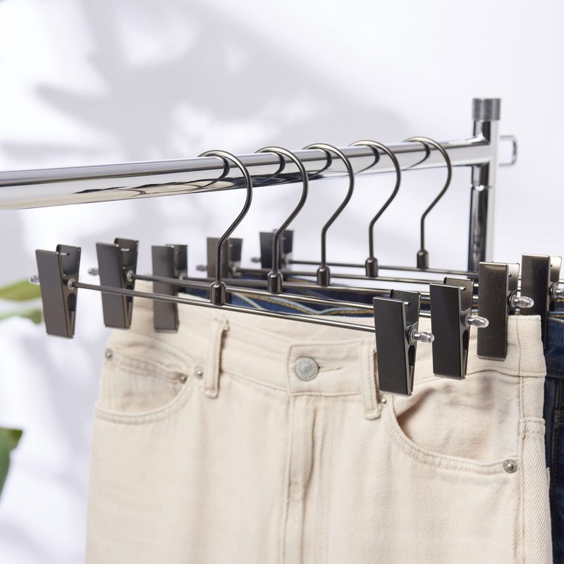 Tamatoshi Steel Hangers for Pants Skirts 10 Pack Black Nickel