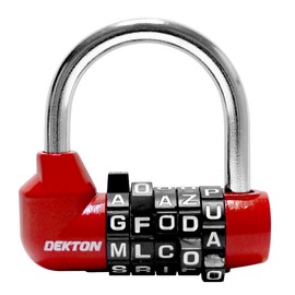 Dekton DT70176 60MM 5 Digit U Type ZINC Alloy Combination Padlock, Red