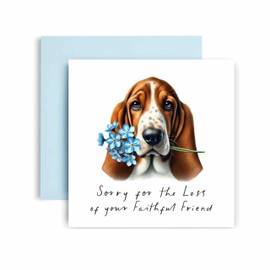 Huxters Sorry for Loss of Dog – Basset Hound - Condolences to Dog Mum and Dog Dad – Dog Best Faithful Friend Deepest Sympathy (Basset Hound)