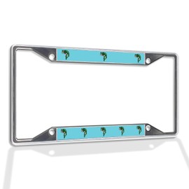 Fastasticdeals Metal Insert License Plate Frame Fish Sea Bass Weatherproof Car Accessories Chrome 4 Holes Solid Insert