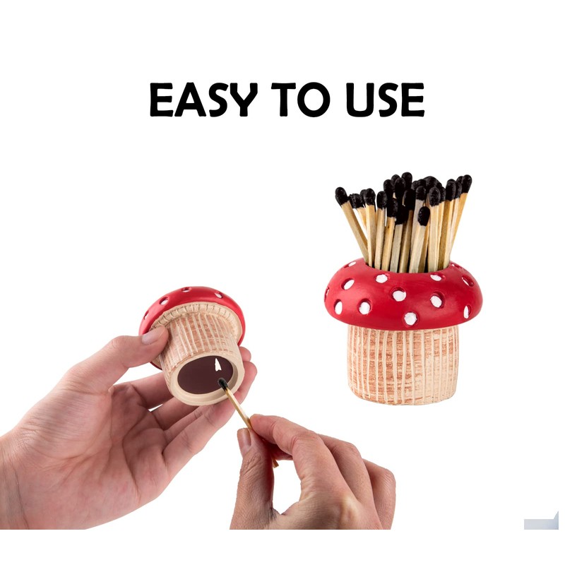Mushroom Match Holder With Striker 2 Décor Match Striker Jar
