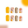 Press on Nails Medium Square MABKJLF Fall Fake Nails Golden