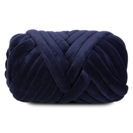 SOJITEK 2.2 LBS of Super Soft Velvet Bulky Yarn for Hand Knitting Blanket, Pillows, Handbag, DIY, Navy Blue, 36 Yards, Arm Knitting Yarn for Chunky Braided Knot Throw Blanket, Weave Craft Crochet