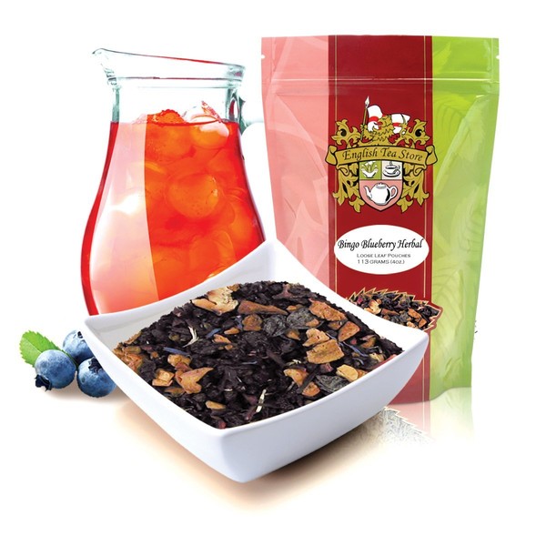 English Tea Store Herbal Loose Leaf Tea, Bingo Blueberry, 16 Ounce (ASINPPOKAL35173)