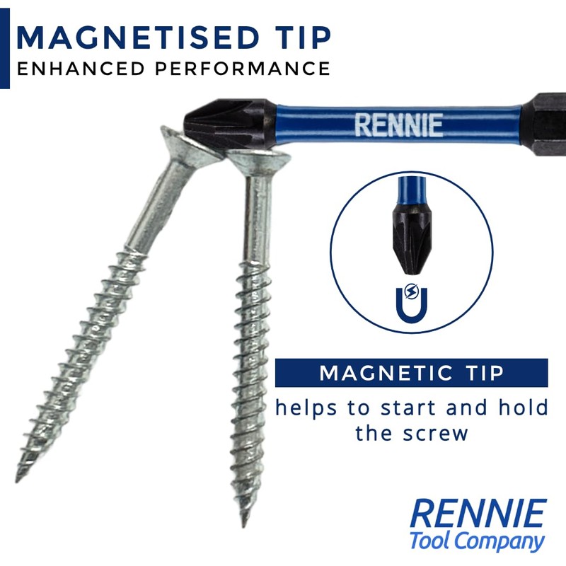 10 x Rennie Tools 32mm Long PZ3 Impact Screwdriver Driver