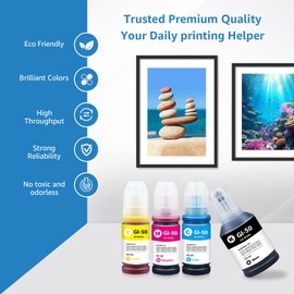 B-T Yongairuink GI-50 GI50 GI 50 Ink Compatible with CAN GI-50BK GI-50C GI-50M GI-50Y 3386C001 3403C001 3404C001 3405C001 for CAN GM2050 GM4050 G5 050 G6050 G7050 Printer (Black Cyan Magenta Yellow)