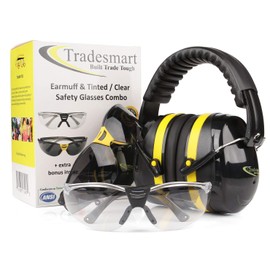 TRADESMART Shooting Earmuffs and Anti Fog Scratch Resistant Safety Glasses Combo